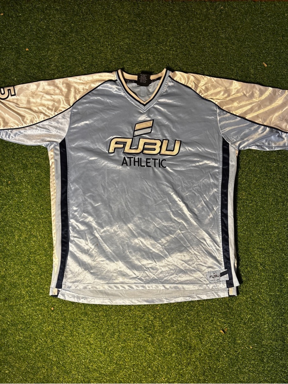 NBA FUBU Athletic Light Blue and White Men’s Jersey